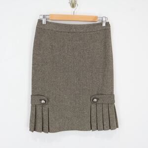 Banana Republic Vintage Wool Tweed Pleated Pencil Skirt Size 0